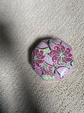 Vera Bradley Pink Green Floral Octagonal Pouch
